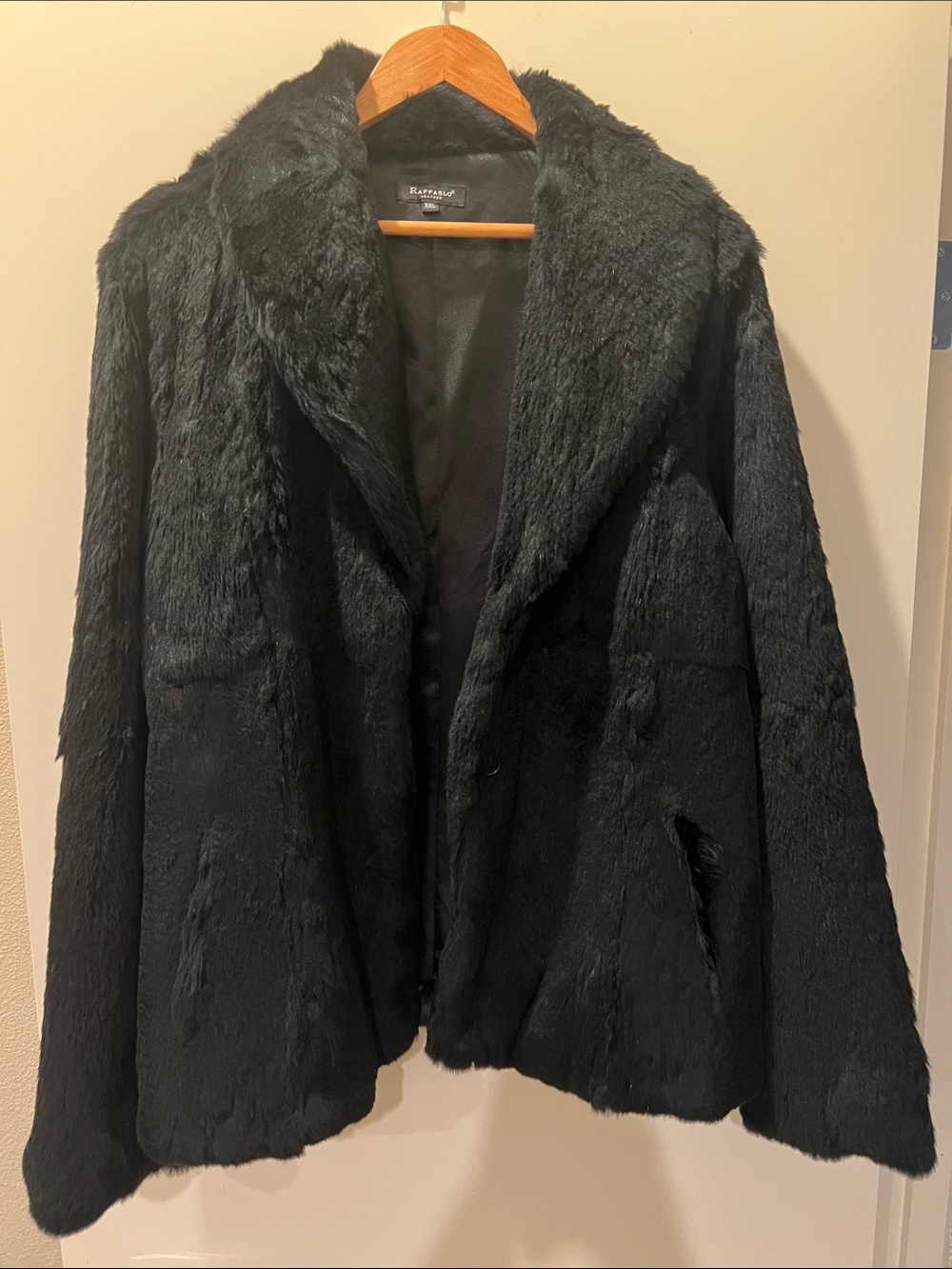 Rafaella Black Plush Faux-Fur Teddy Jacket
